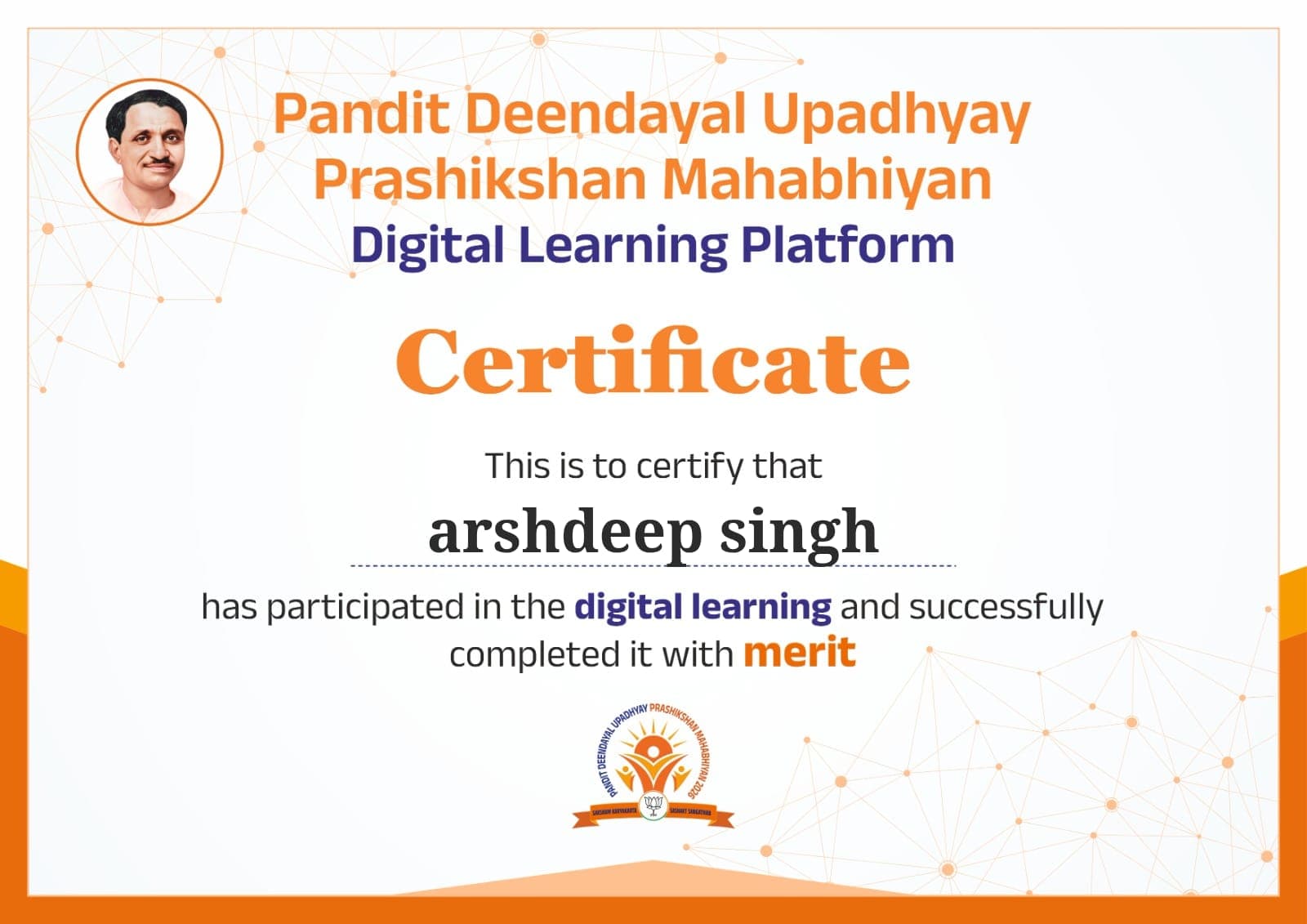 Certificate: Arshdeep Singh