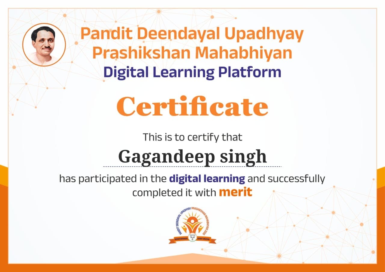 Certificate: Gagandeep Singh